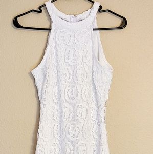 Rue 21 Sleeveless Misses Crochet White Lined Dress Sz Med